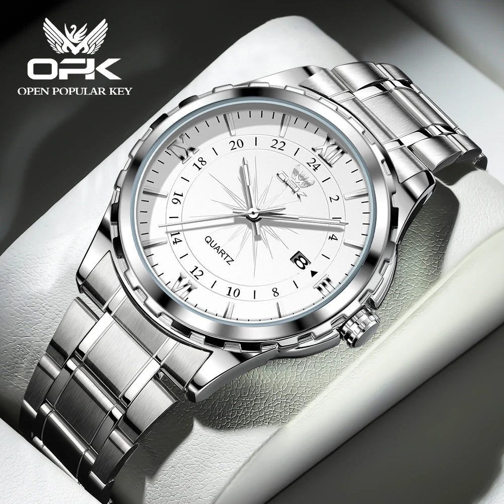 OPK Men's Steel Dual Calendar Quartz Watch
