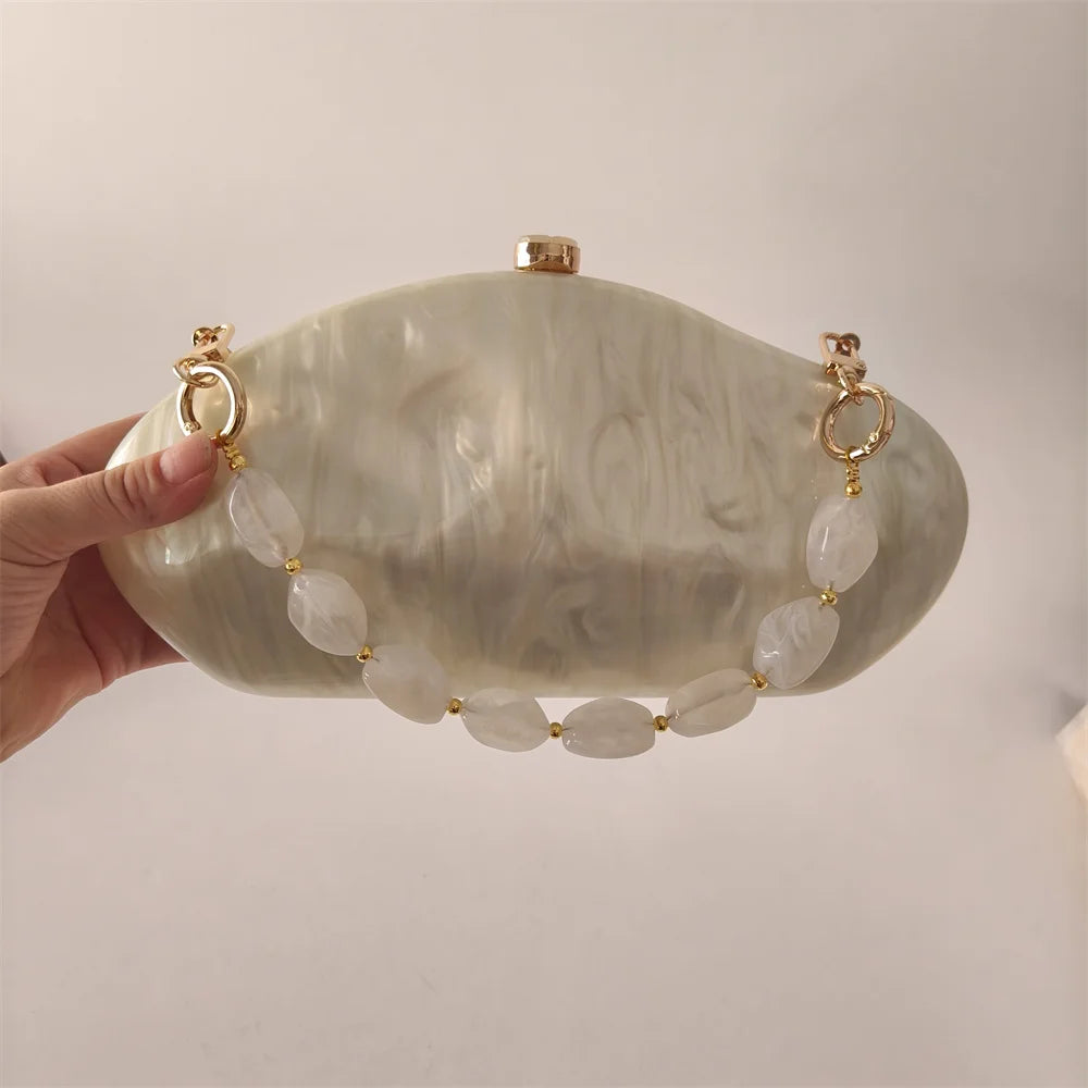 Women's Acrylic Shell Box Evening Shoulder Bag