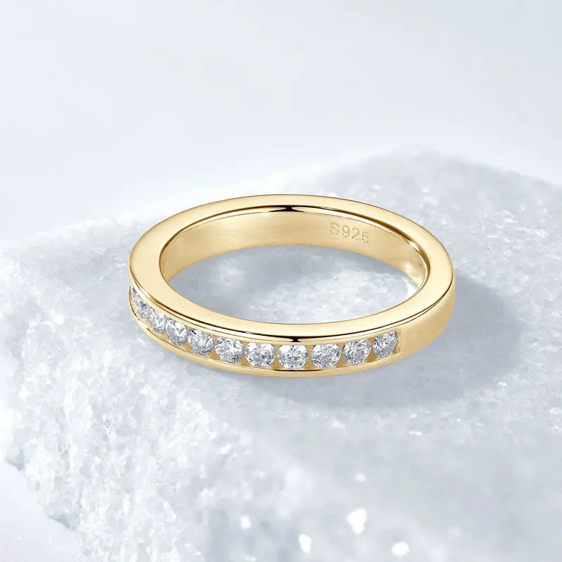 Moissanite Silver Wedding Band Ring