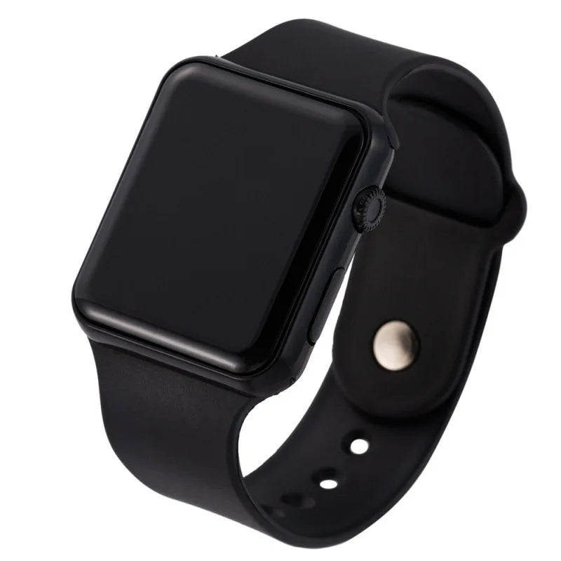 Men's Black Silicone LED Watch