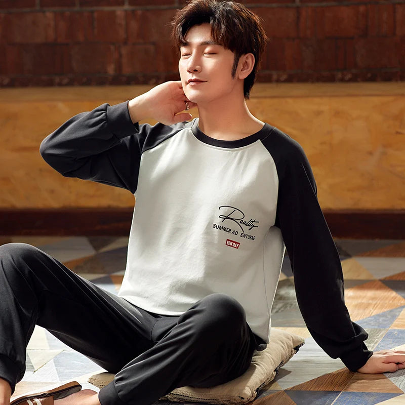 Cotton O-Neck Men Pajama Set