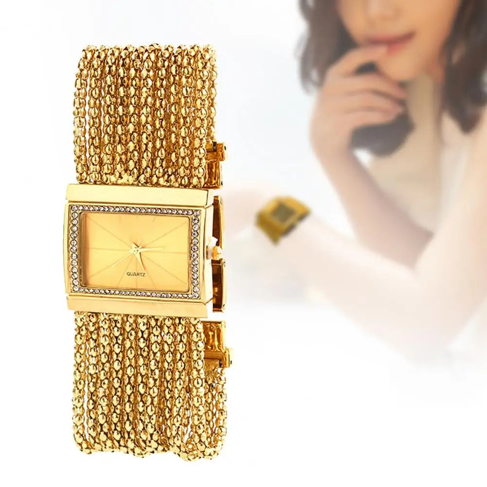 Bead Chain Rhinestone Bracelet Watch