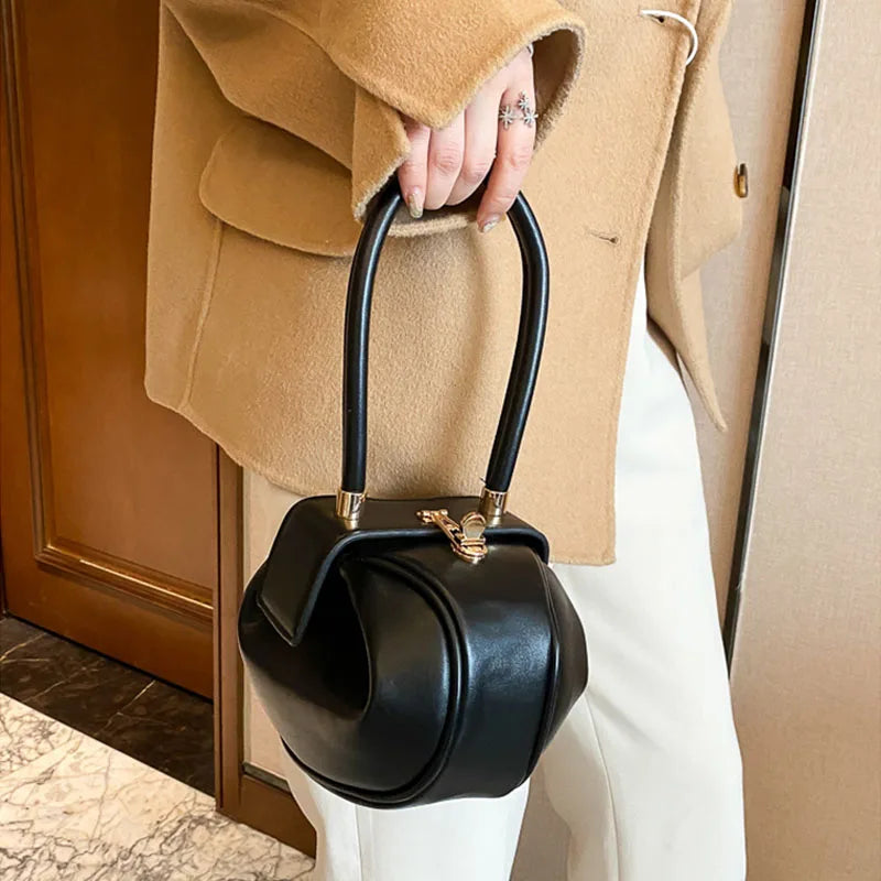 Women's PU Leather Mini Bowling Armpit Bag