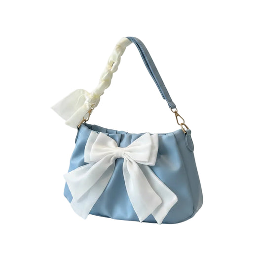 Bow Pleated Underarm Tote Bag