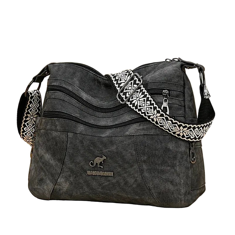 Denim Multi-Layer Crossbody Bag