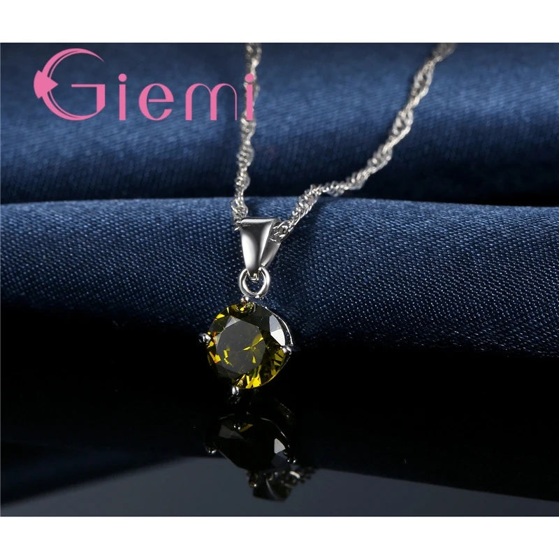 Women's S925 Silver Zirconia Necklace Earring Set