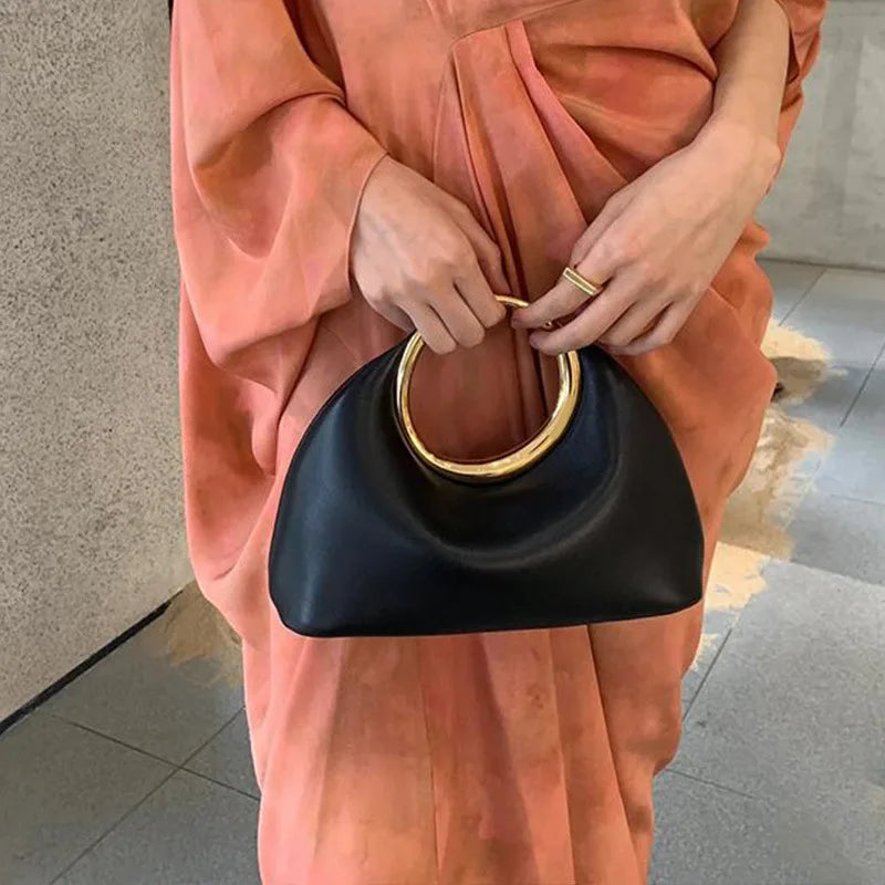 Women's PU Leather Half Moon Cloud Clutch