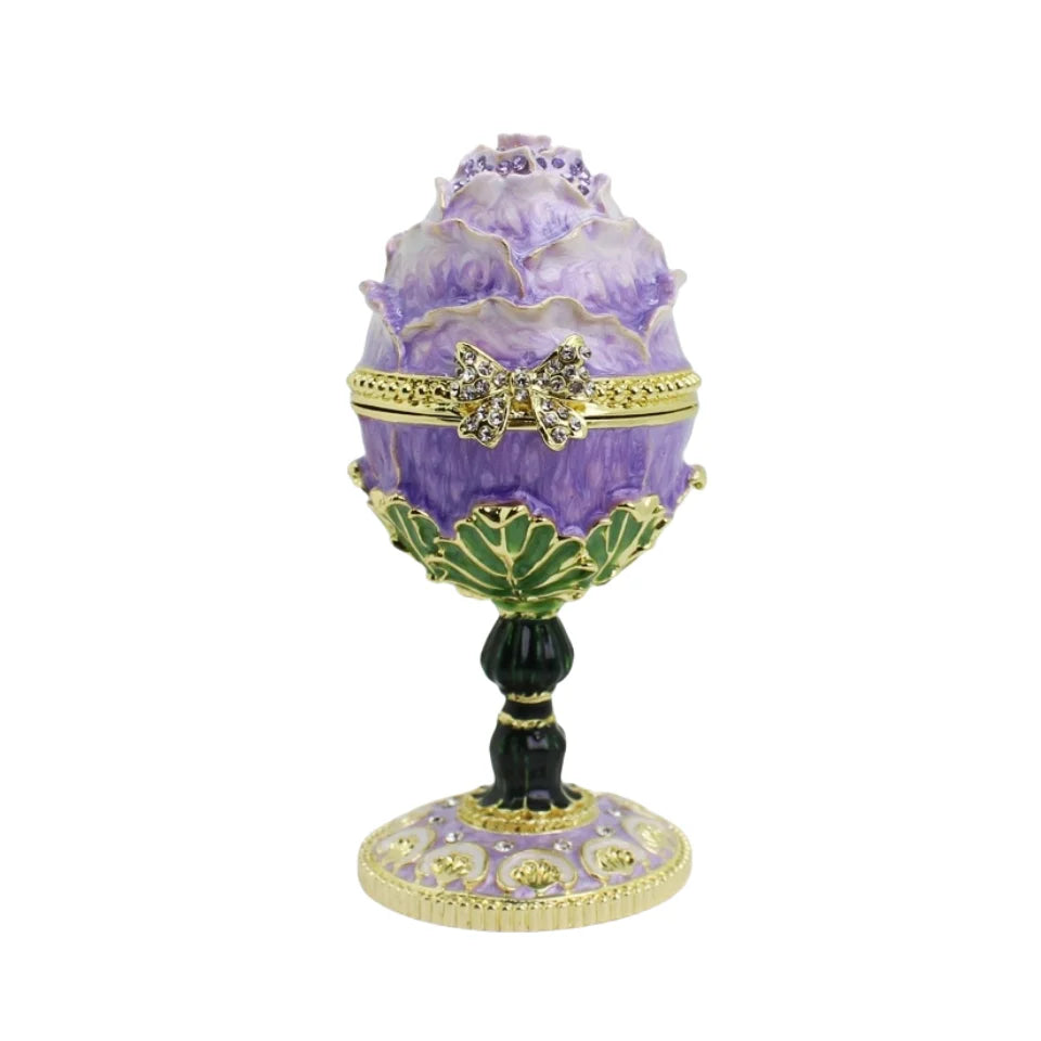 Enamel Rose Egg Trinket Storage Box Gift