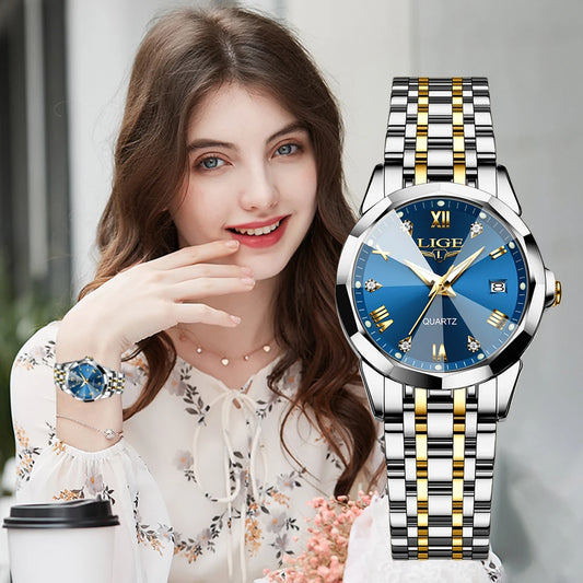 LIGE Luminous Date Steel Watch