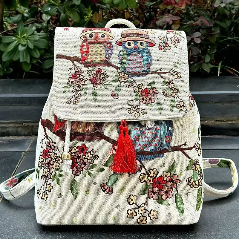 Canvas Backpack Ethnic Style