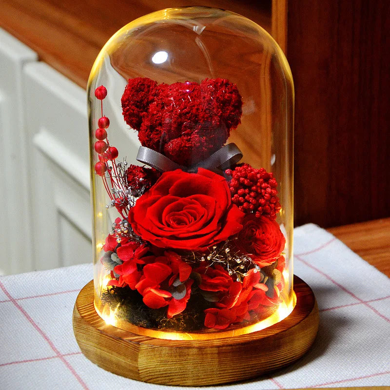 Eternal Rose Flower Box Teddy Bear LED Gift