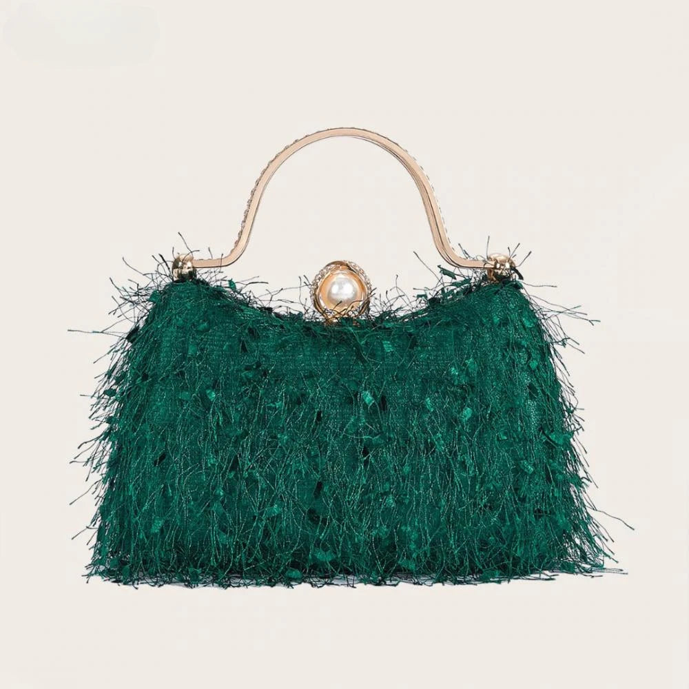 Women's Feather Tassel Nylon Evening Clutch