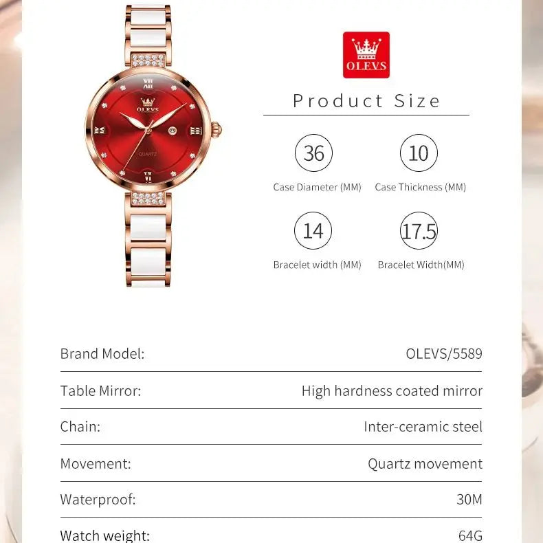 OLEVS Ceramic Bracelet Watch Set