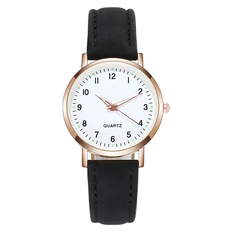 Women's Elegant Leather Bracelet Quartz Watch
