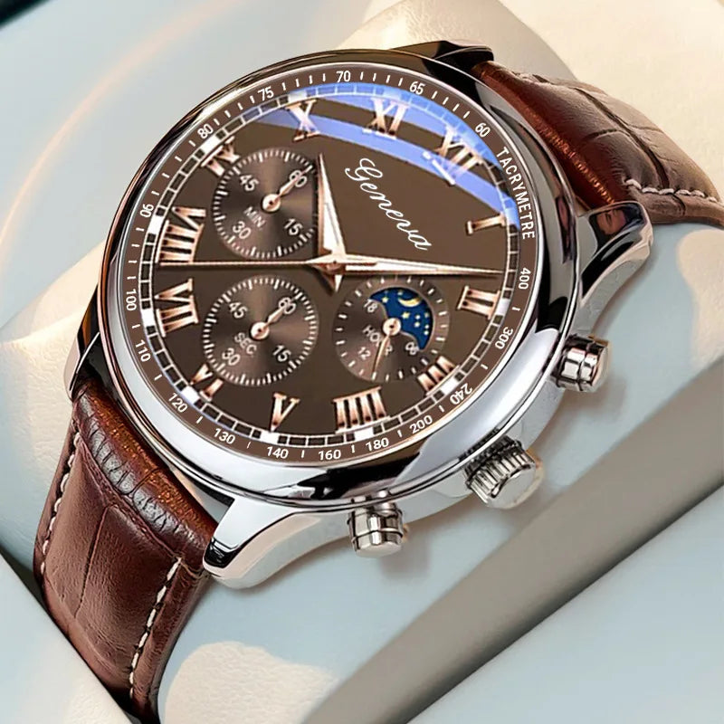 Men's Simple PU Leather Strap Quartz Watch