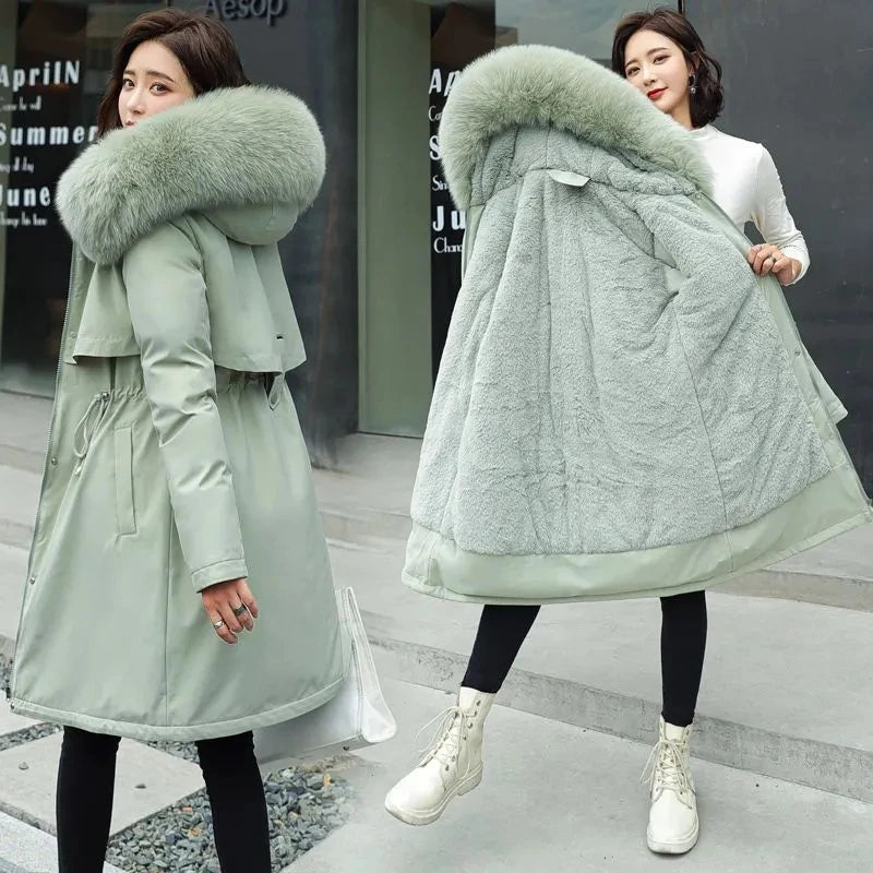 Waisted Fur Collar Down Jacket