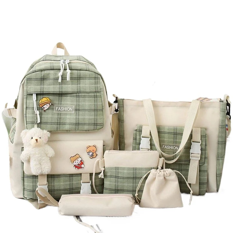 Plaid Student Backpack Set