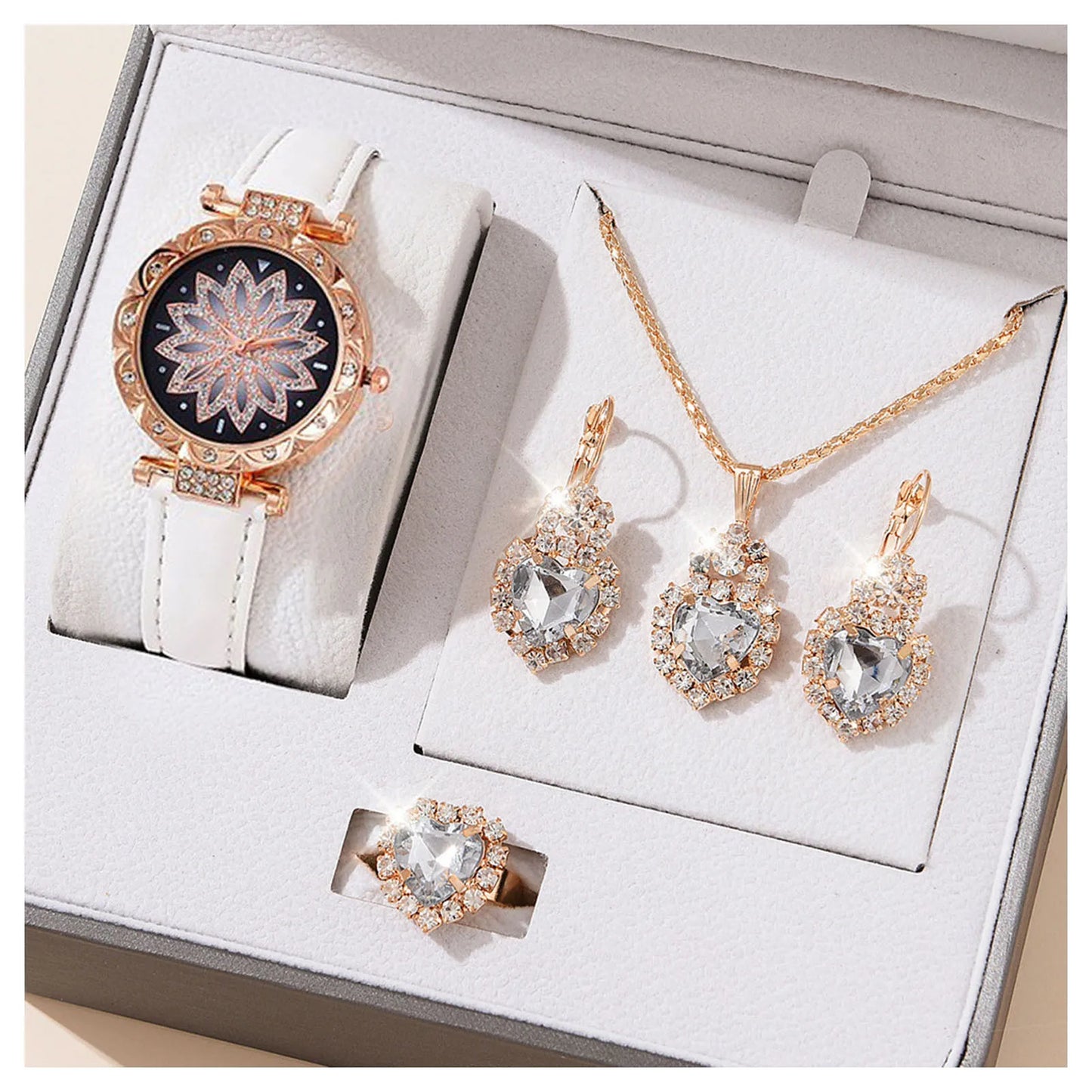 Women's Crystal Watch Jewelry Gift Set