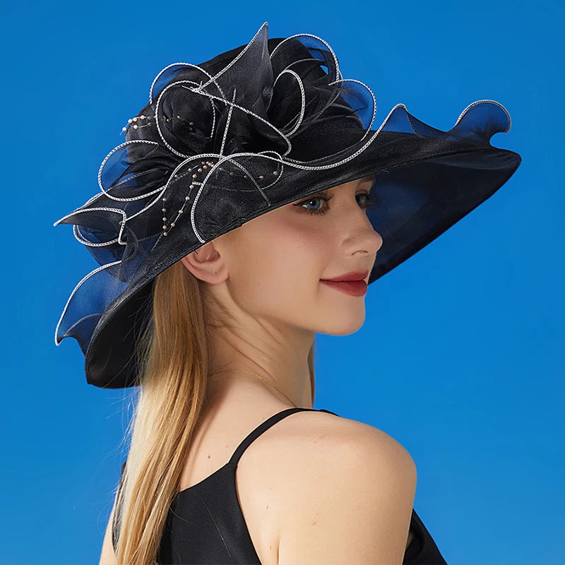 Women's Organza Wide Brim Sun Hat Beach