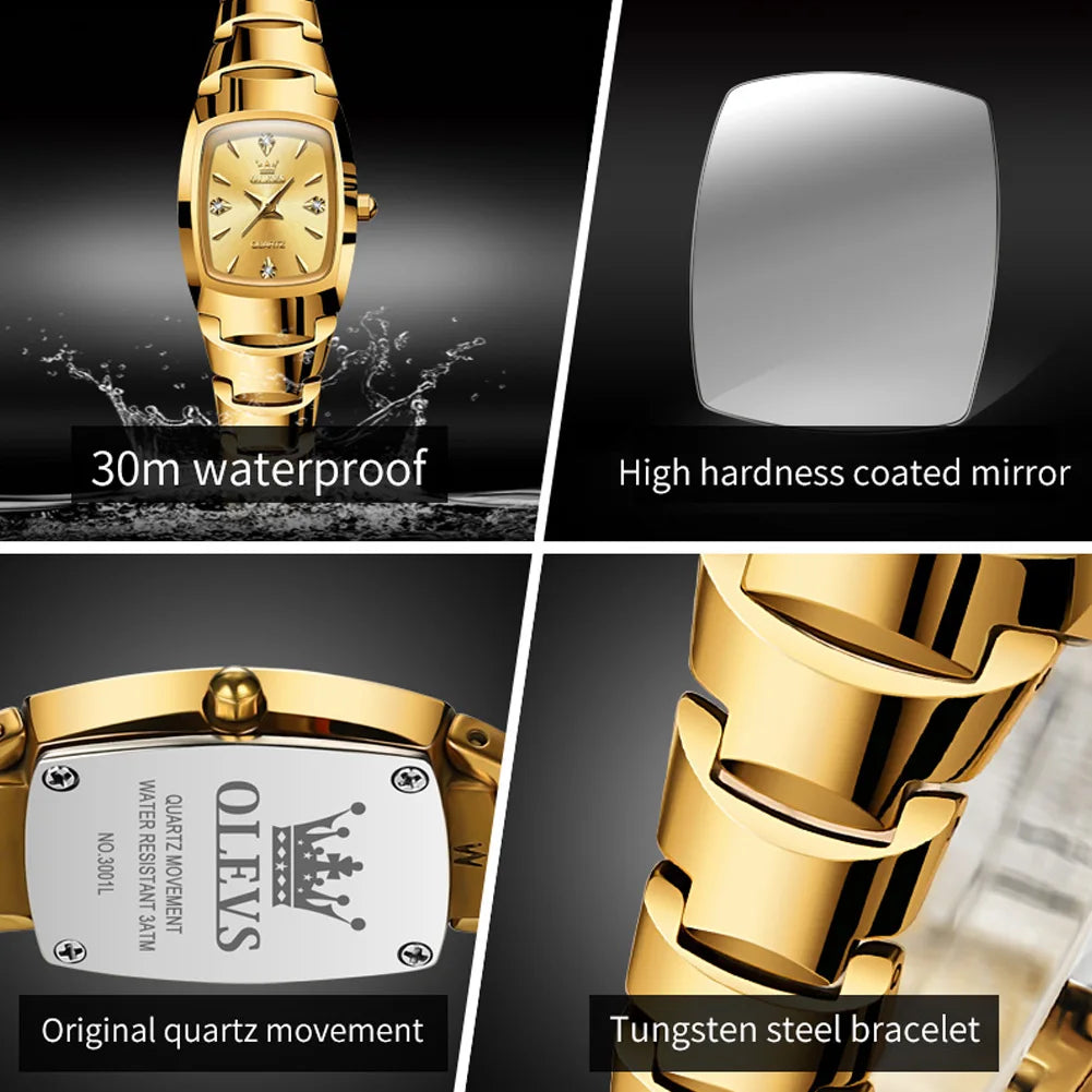 OLEVS Tonneau Steel Ladies Watch
