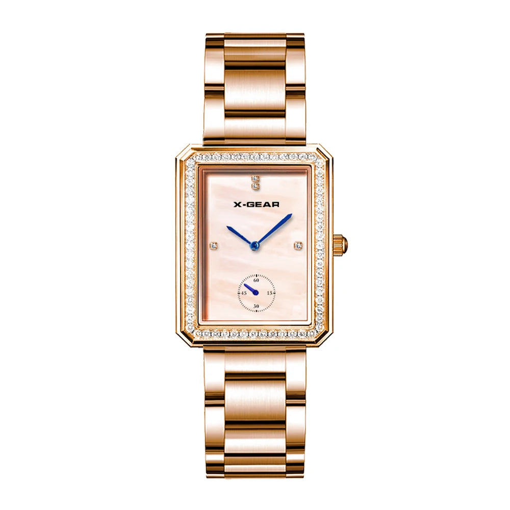 Zircon Dial Rose Gold Mesh Watch