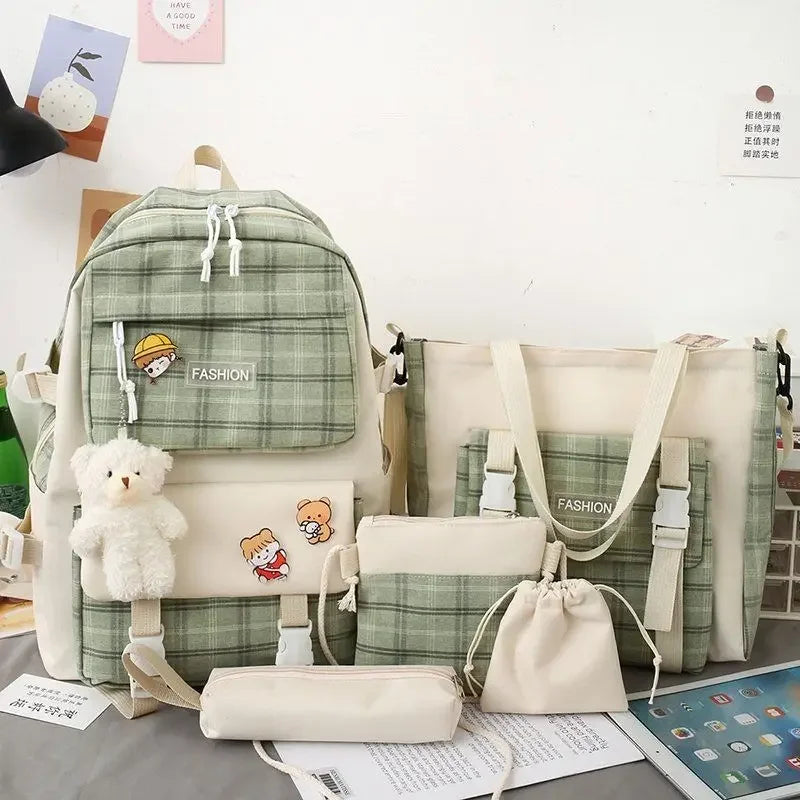 Plaid Student Backpack Set