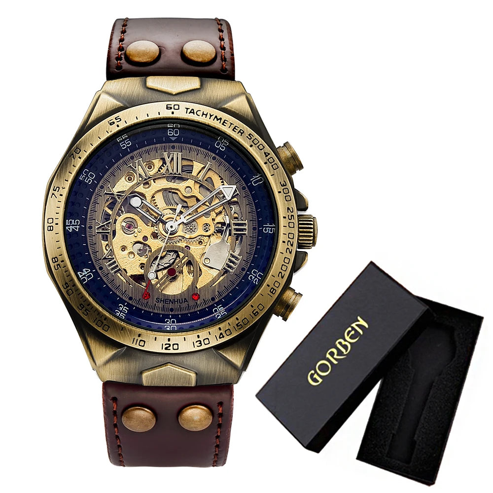 Men's Retro Leather Mechanical Watch