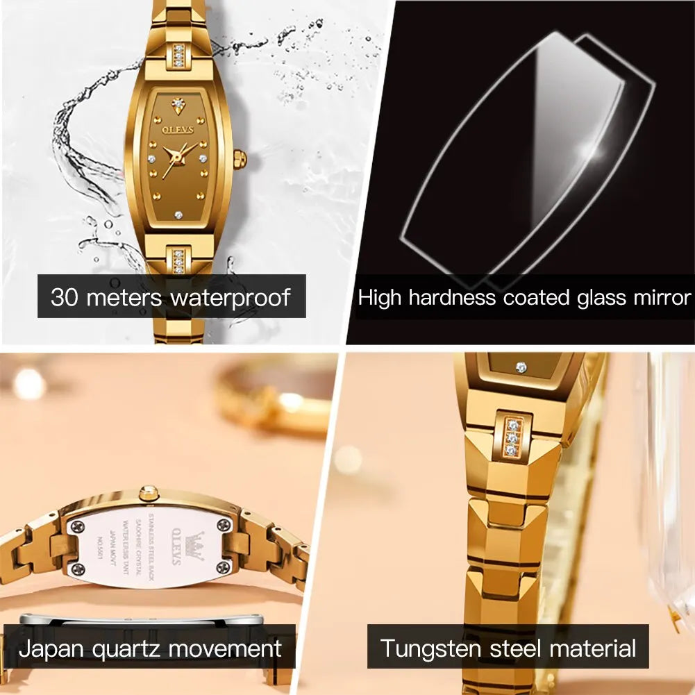 OLEVS Slim Tonneau Diamond Watch