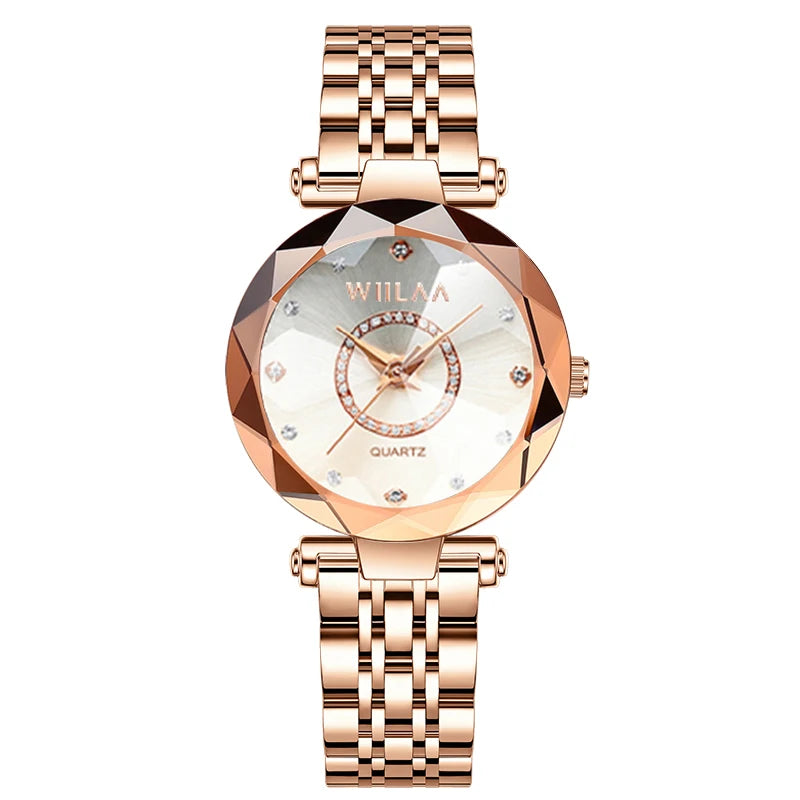 Rhinestone Gold Ladies Wristwatch