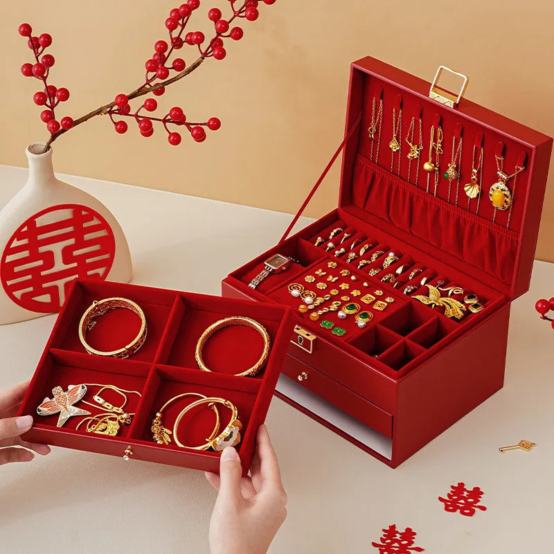 Festive Red Jewelry Storage Box