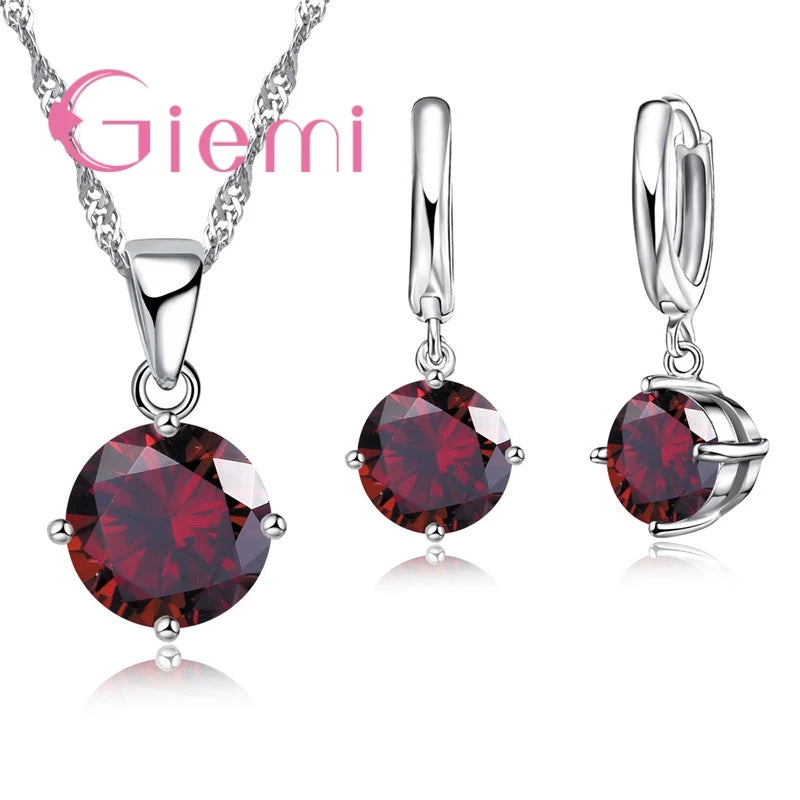 Women's S925 Silver Zirconia Necklace Earring Set