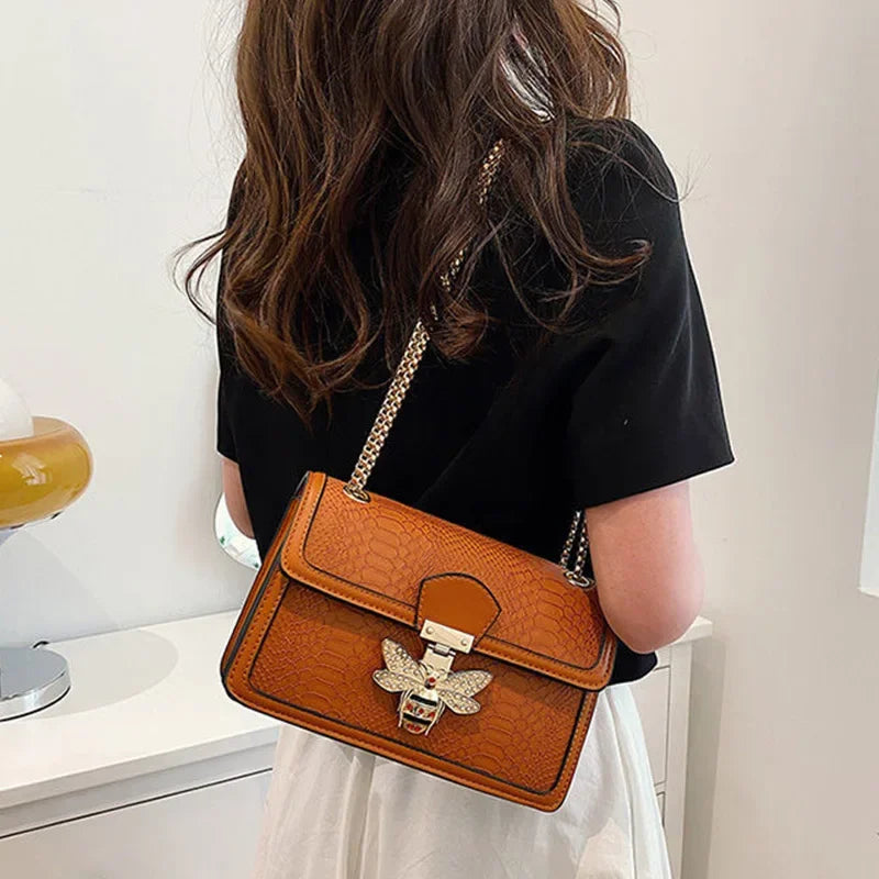 Bee Lock Crocodile Tote Bag