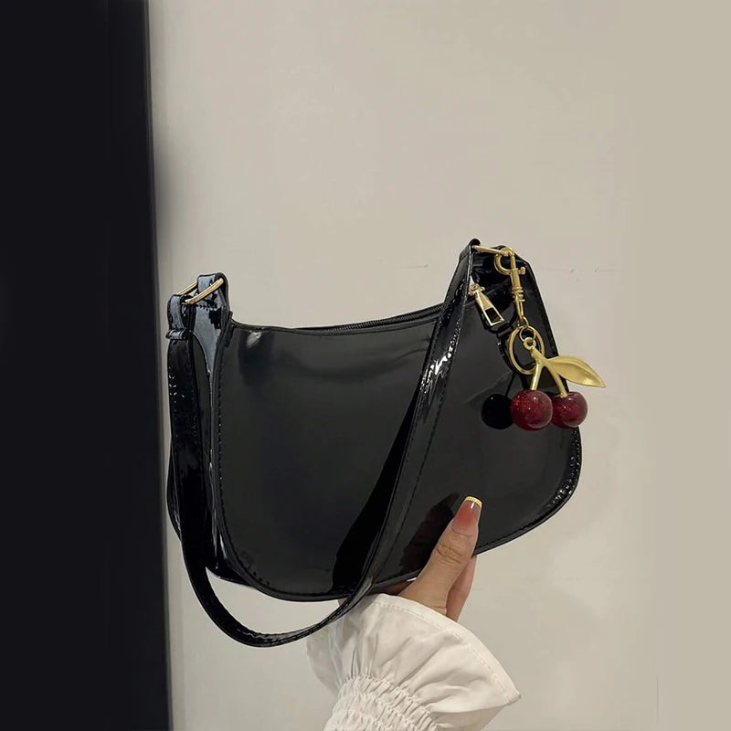 Leather Shoulder Bag Cherry