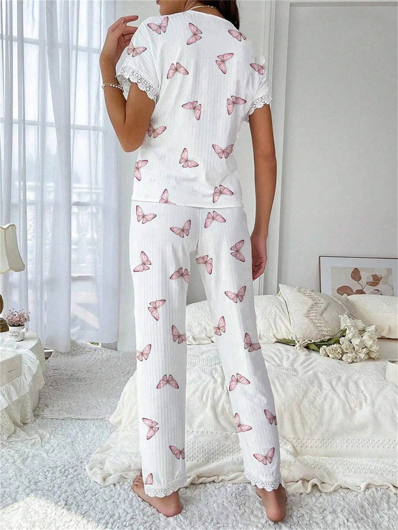 Women's Floral Short Sleeve Lounge Set