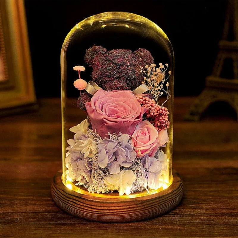 Eternal Rose Flower Box Teddy Bear LED Gift
