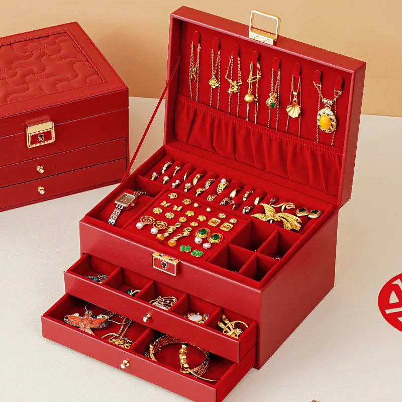 Festive Red Jewelry Storage Box
