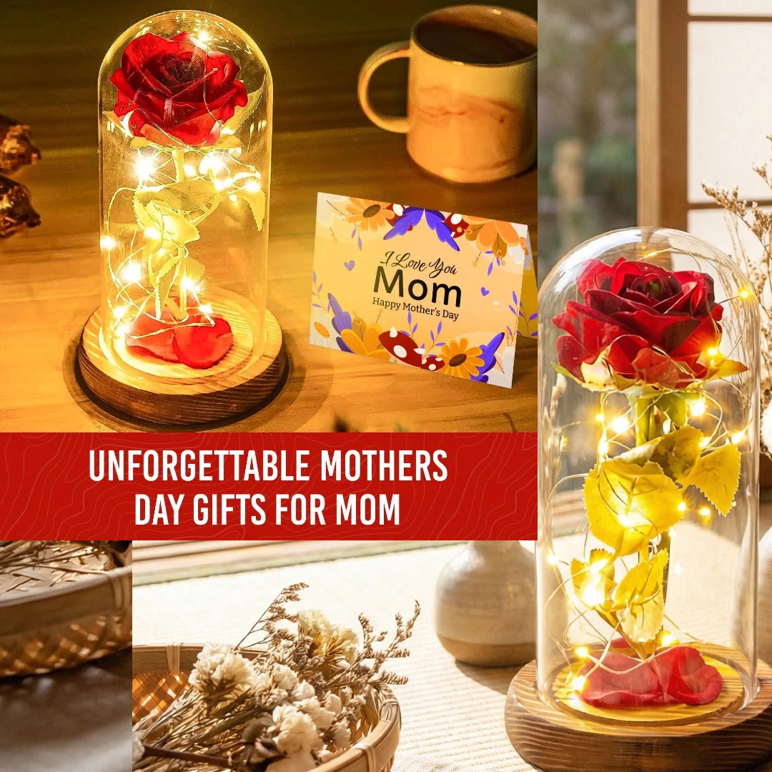 Eternal Rose LED Timer Gift Mom Valentine