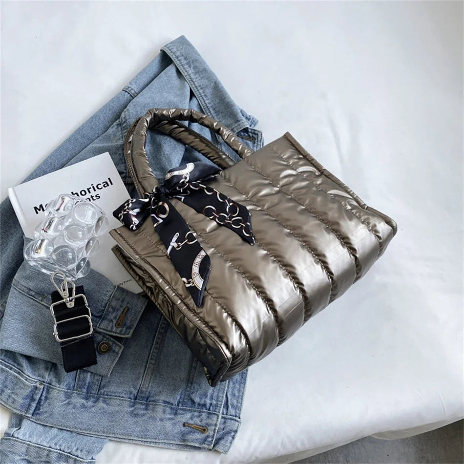Quilted Silk Scarf Crossbody Bag