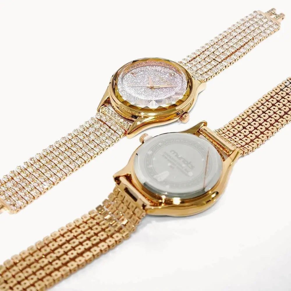 Women's Rose Quartz Diamond Jewelry Watch