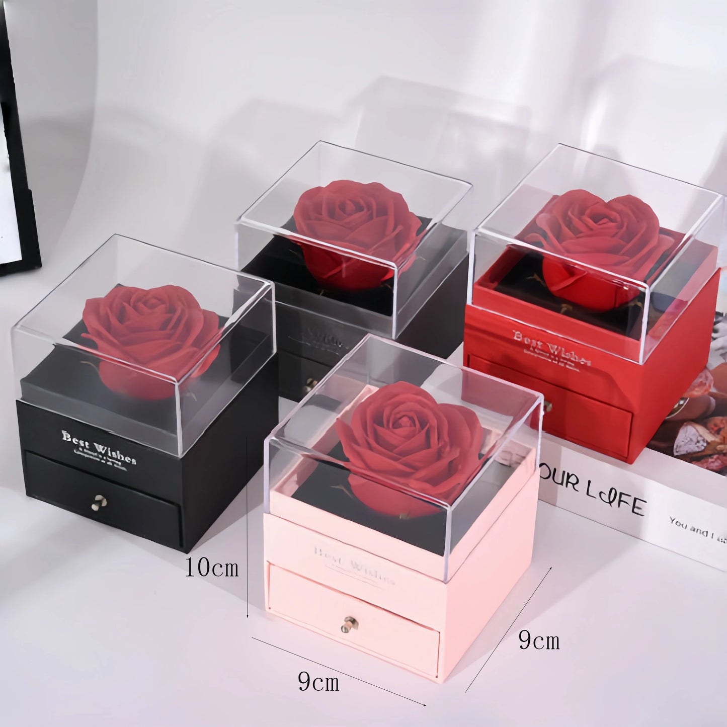 Eternal Rose Heart Necklace Gift Box
