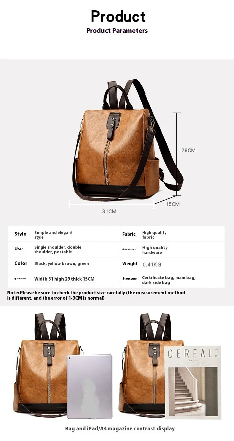 Leather Backpack Multi Pocket