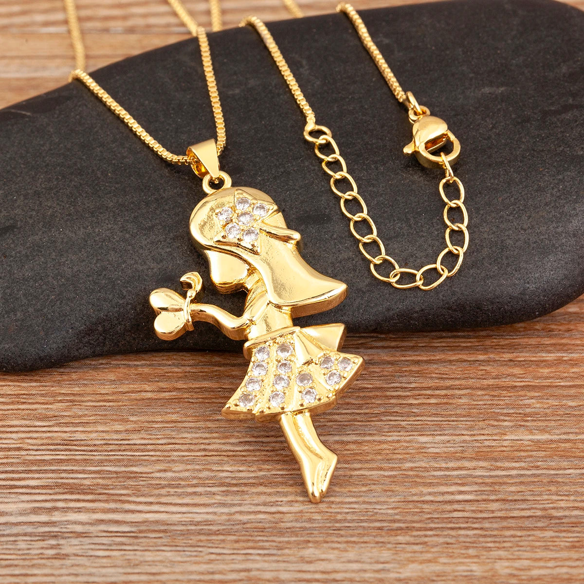 Couple Zircon Copper Pendant Necklace Gift