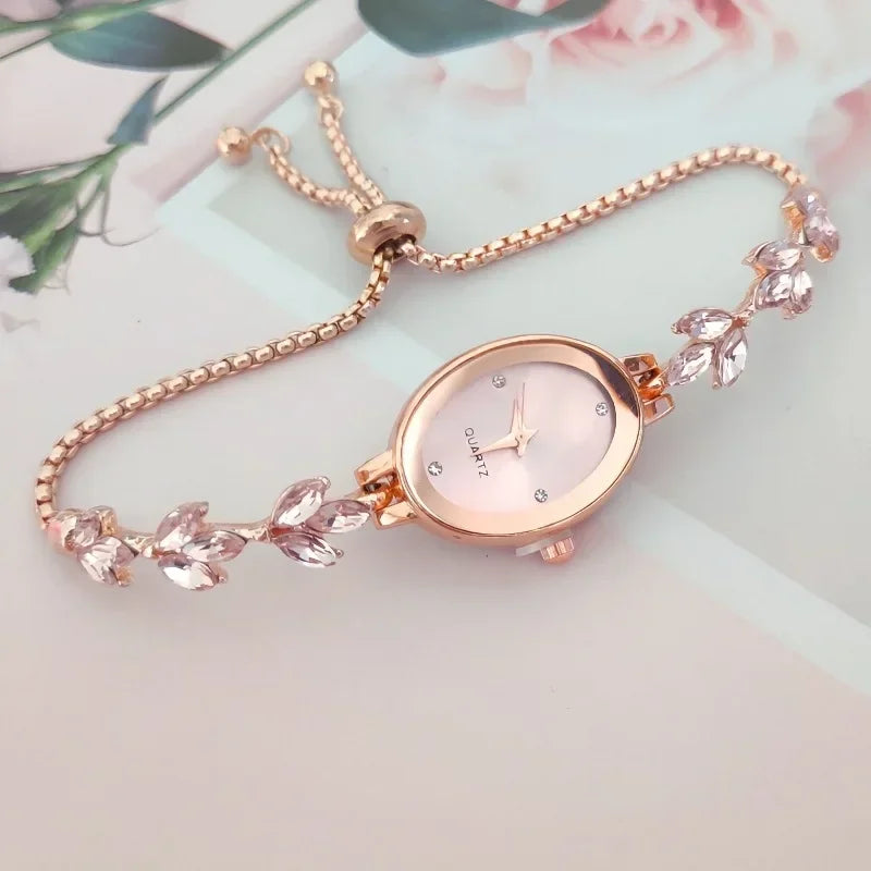 Clover Rhinestone Oval Watch