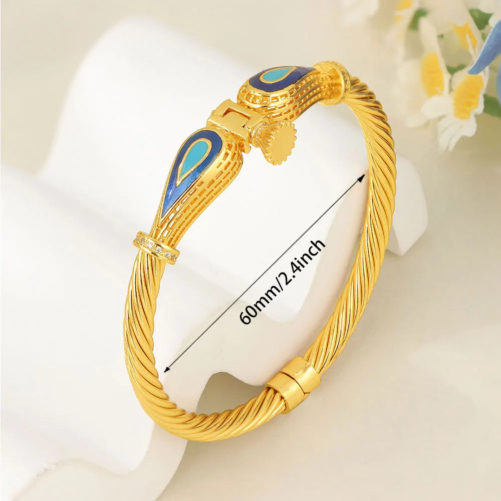Gold Turquoise Bridal Bangle