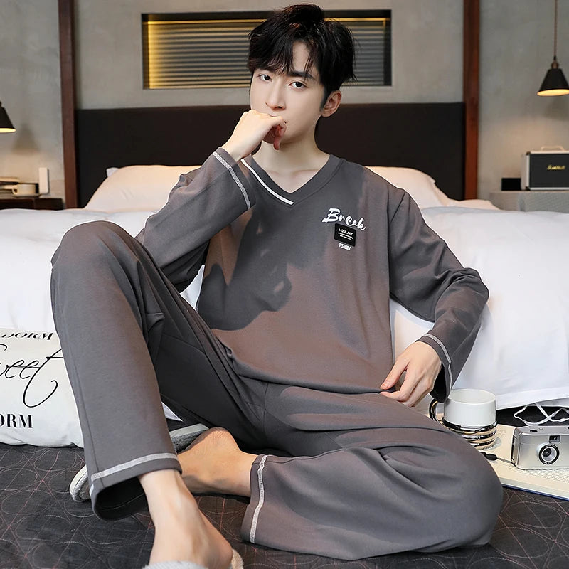 Cotton O-Neck Men Pajama Set
