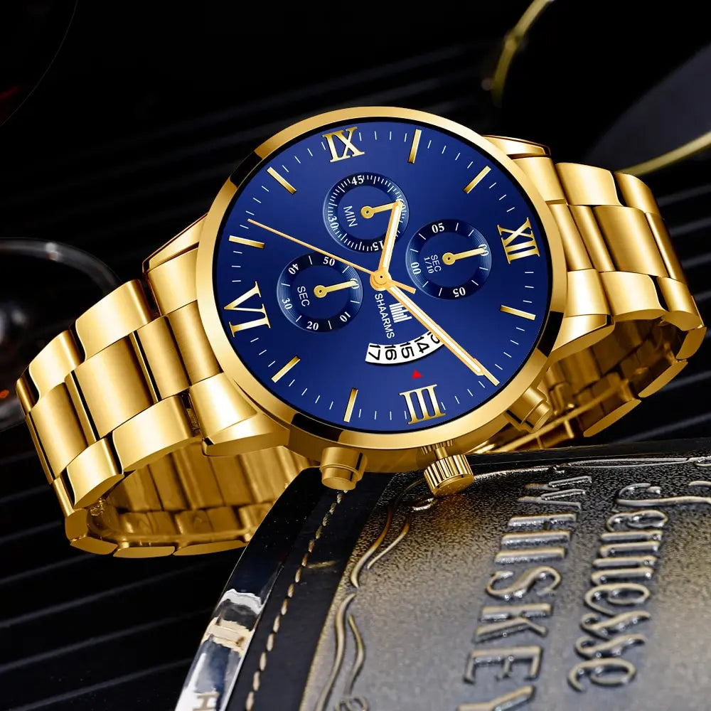 Men's Steel Calendar Business Quartz Watch