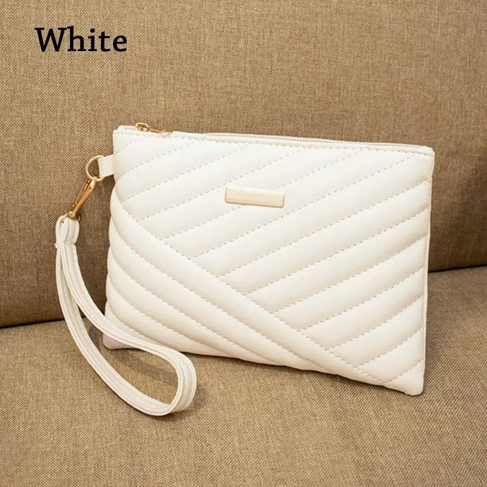 Women's Leather Envelope Wristlet Clutch Bag