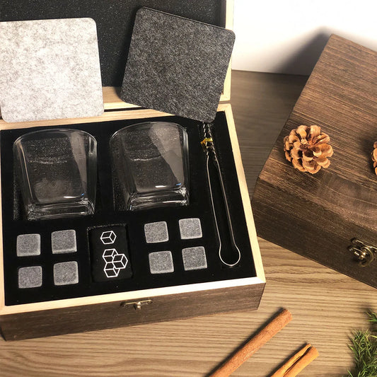 Whiskey Granite Stones Glass Set Men Gift