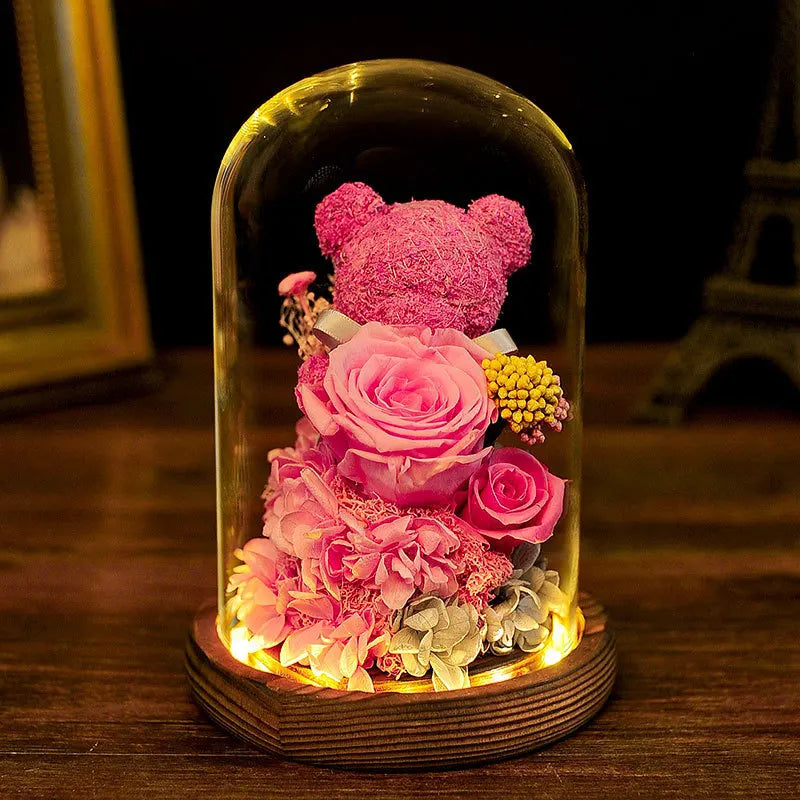 Eternal Rose Flower Box Teddy Bear LED Gift