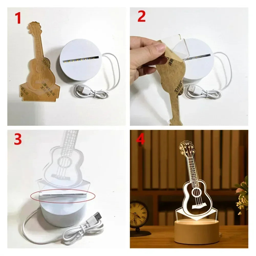 3D Acrylic Neon Sign LED Night Light USB
